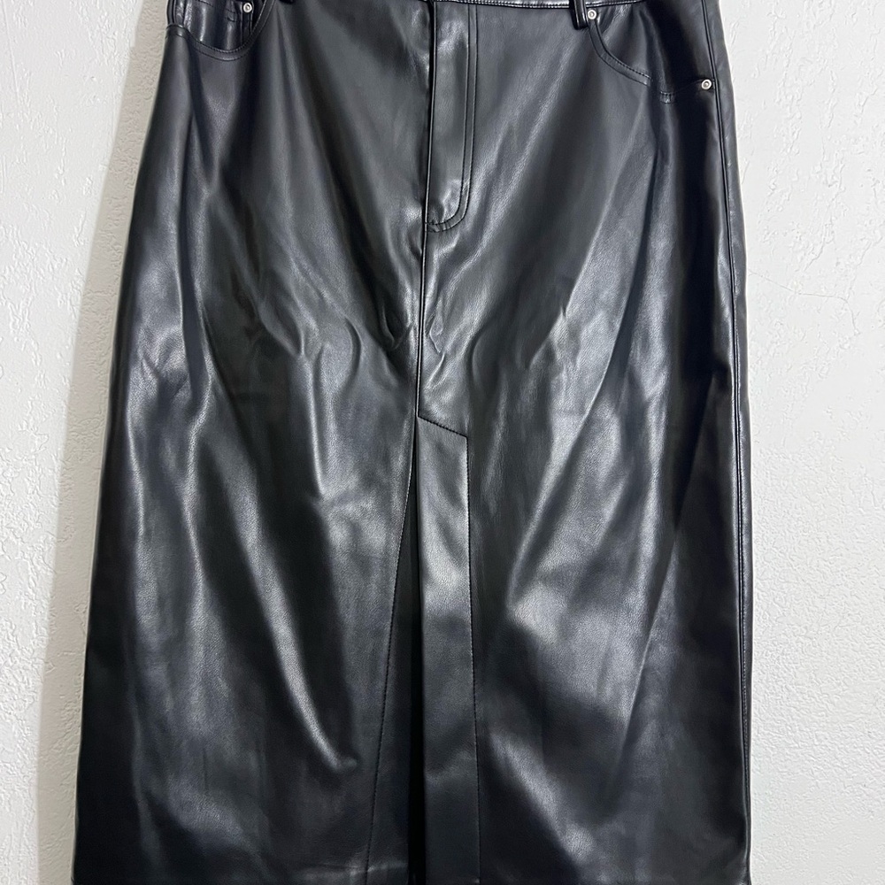 7 For All Mankind Black Midi Pencil Skirt with Slit